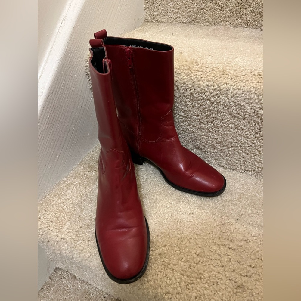Vintage red leather boots